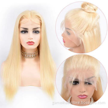 Straight 613 12a  Pre Plucked Human Hair Transparent Lace Frontal Closure Wig Blonde HD Full Lace Front Wig Human Hair Vendor